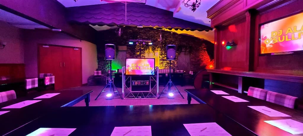 Professional DJ setup and lighting at a Cork venue