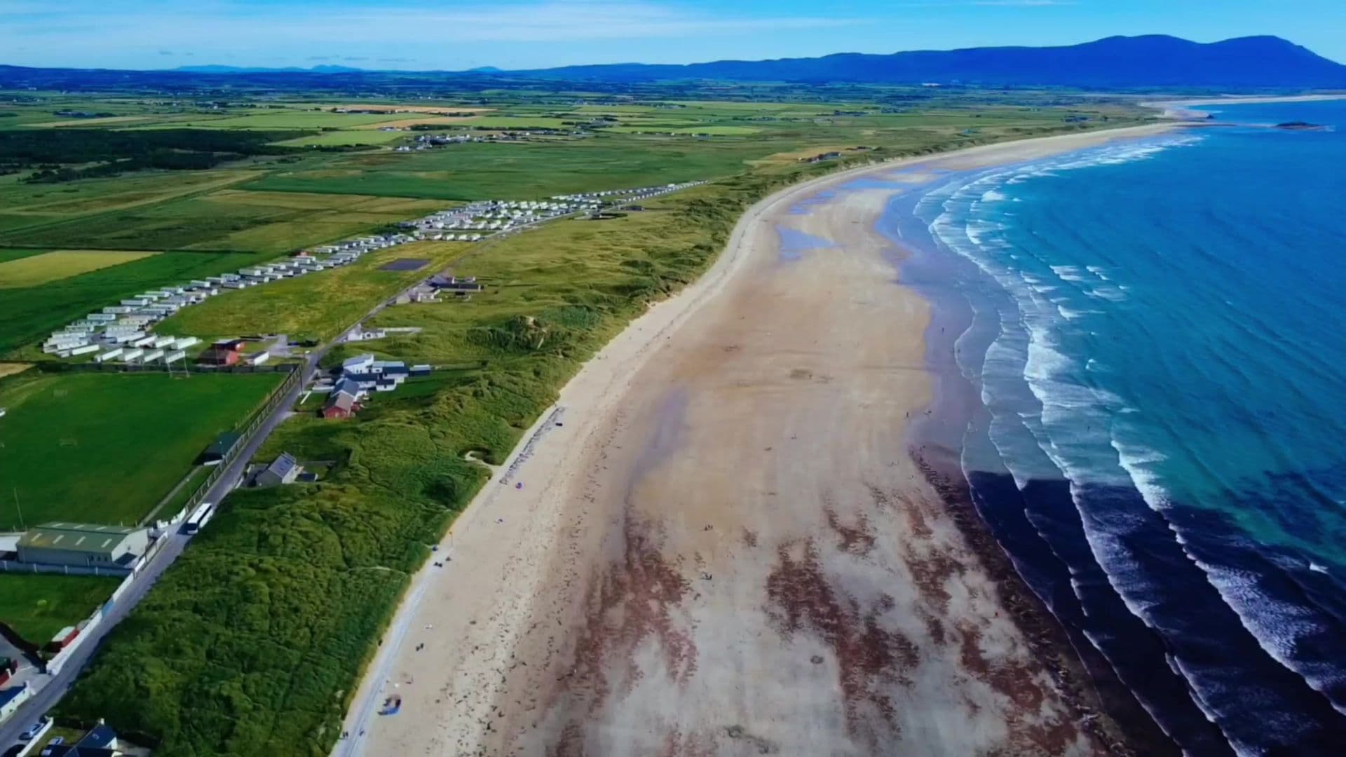 Aerial drone shot of a beach on the Wild Atlantic Way