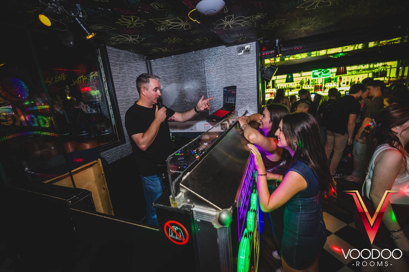 DJ Alan O'Sullivan on the mic at Voodoo Rooms, Cork